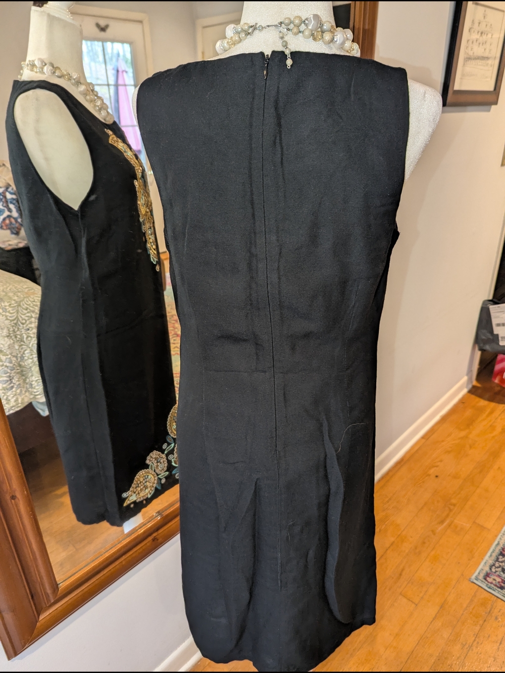 Monsoon Black Midi Dress with Gold and Turquoise Embellishment - Picture 7 of 11